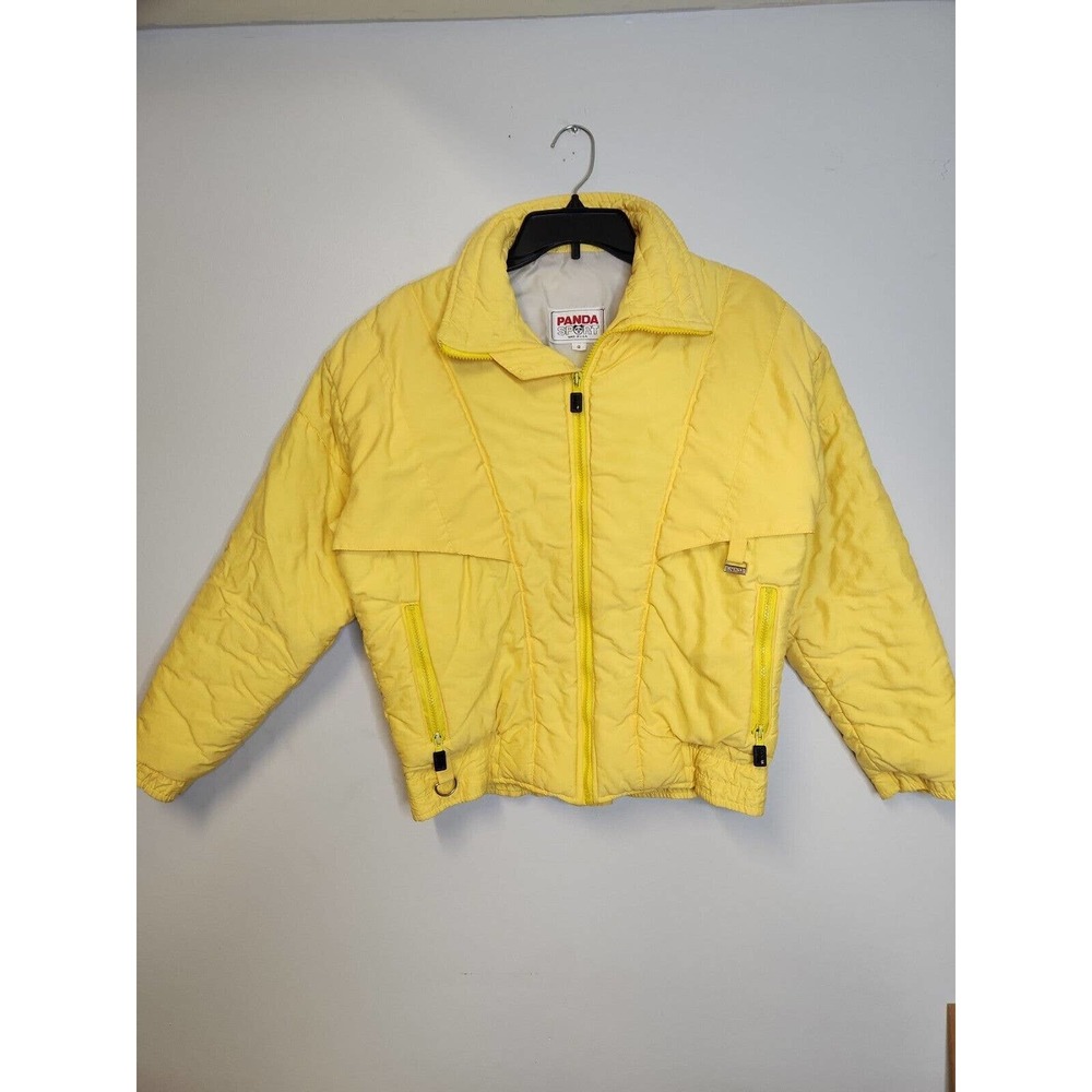 Panda Sport Women's Quilted Winter Coat/ Bomber Jacket Size 8. Yellow. Vintage